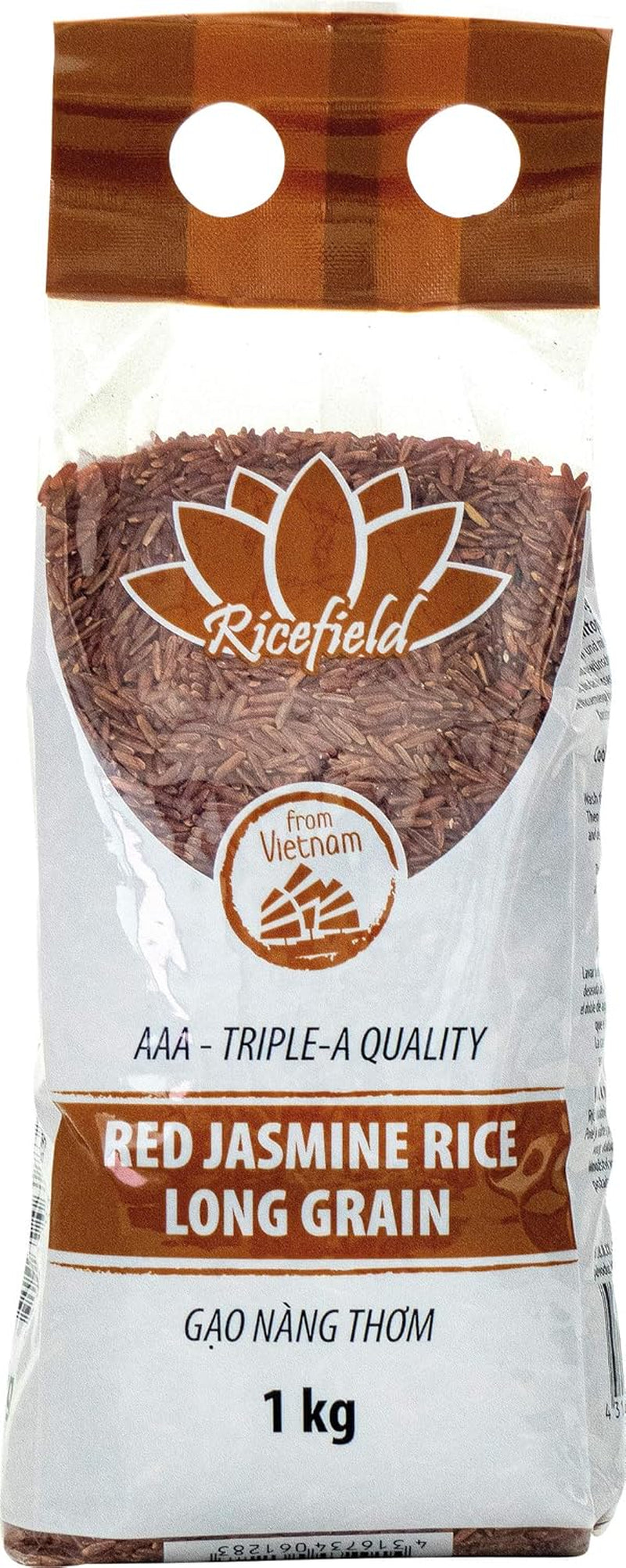 RICEFIELD Riz au jasmin, rouge, grain long, 1 kg