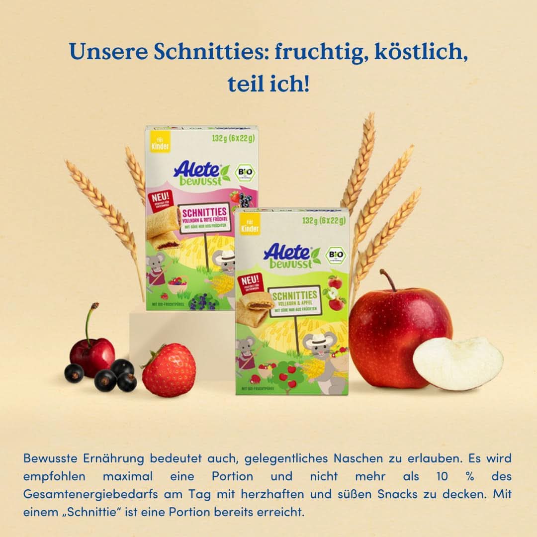 Alete Bio Schnitties cereale integrale si mere 6 X 22 grame Mama si Copilul Naty Shop