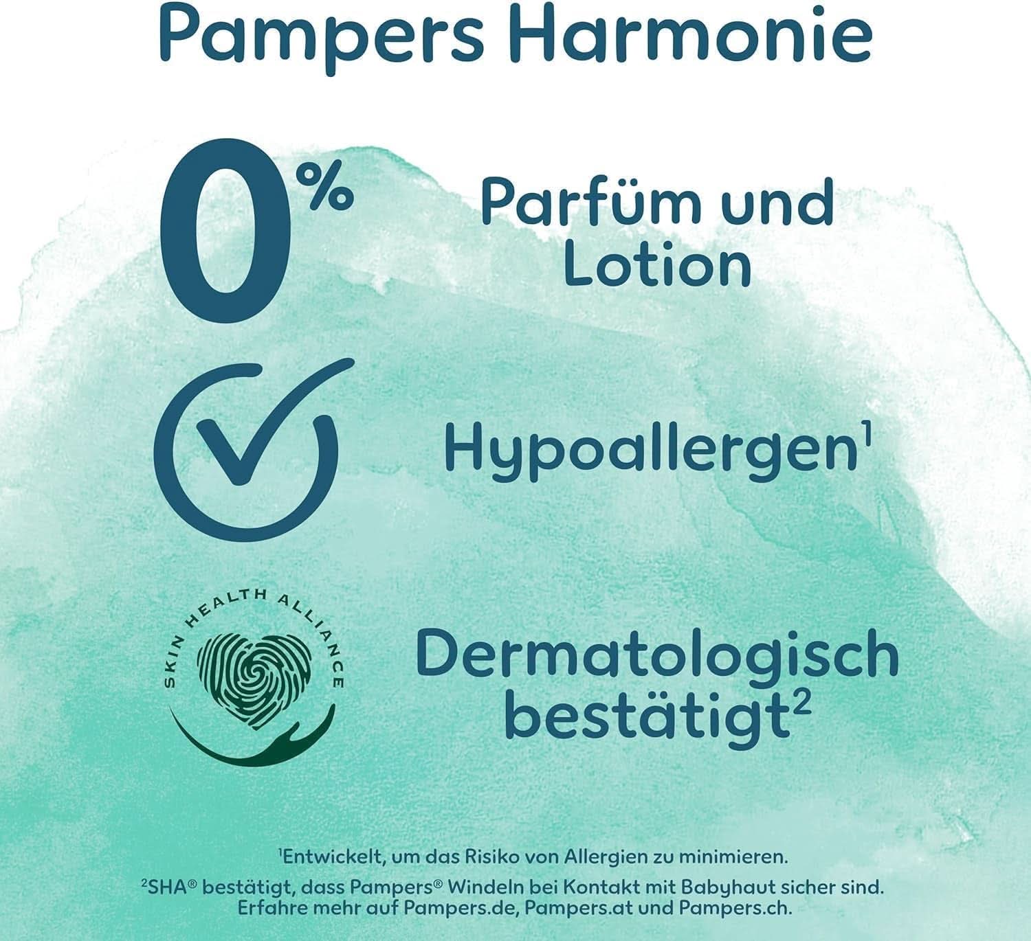Scutece Pampers pentru bebeluși mărimea 2 (4-8 kg) Harmony, pachet economic cu cutie lunară dublă, protecție delicată a pielii și ingrediente pe bază de plante, 408 bucăți Mama si Copilul Naty Shop