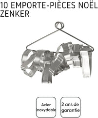 Zenker Lot de 10 emporte-pièces, divers emporte-pièces à motifs de Noël, ensemble de biscuits et de biscuits, couleur : argent, quantité : 1 x lot de 10 pièces