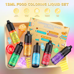 Colorant alimentaire 6 couleurs x 12 ml, colorant alimentaire liquide hautement concentré pour la pâtisserie, kit de colorants alimentaires pour fondants, gâteaux de Noël, macarons, beignets, biscuits (arc-en-ciel)