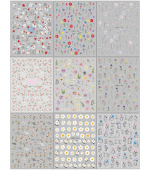 JMEOWIO Nagelsticker Frühlings Blume 9 Blatt Nail Art Sticker Selbstklebend Nagelaufkleber Bunte Sommer Blumen Dekoration Nageldesign Zubehör