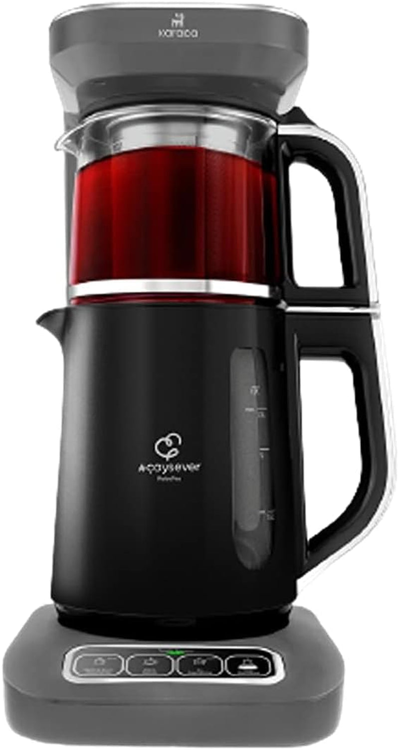 Karaca Caysever Robotea Pro Machine à thé automatique parlante 4 en 1 avec filtre chauffe-bouillie et bouilloire théière turque 2500 W gris sidéral