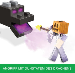 Mattel Minecraft Ender Dragon Action Figure Set, lumini, zgomot și ceață cu Steve și Enderman, True To Scale la aproximativ 8 cm înălțime Figuri HTN25 Action figures Naty Shop