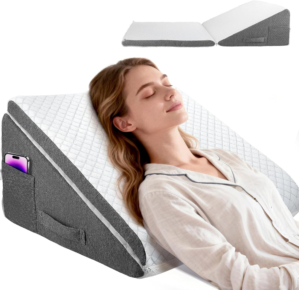 Oreiller en plumes pour lit et canapé, L50xL50xH26 Oreiller de lecture double avec housse lavable, mousse à mémoire de forme, pour ronfler et pour plus de confort au niveau du cou et du dos