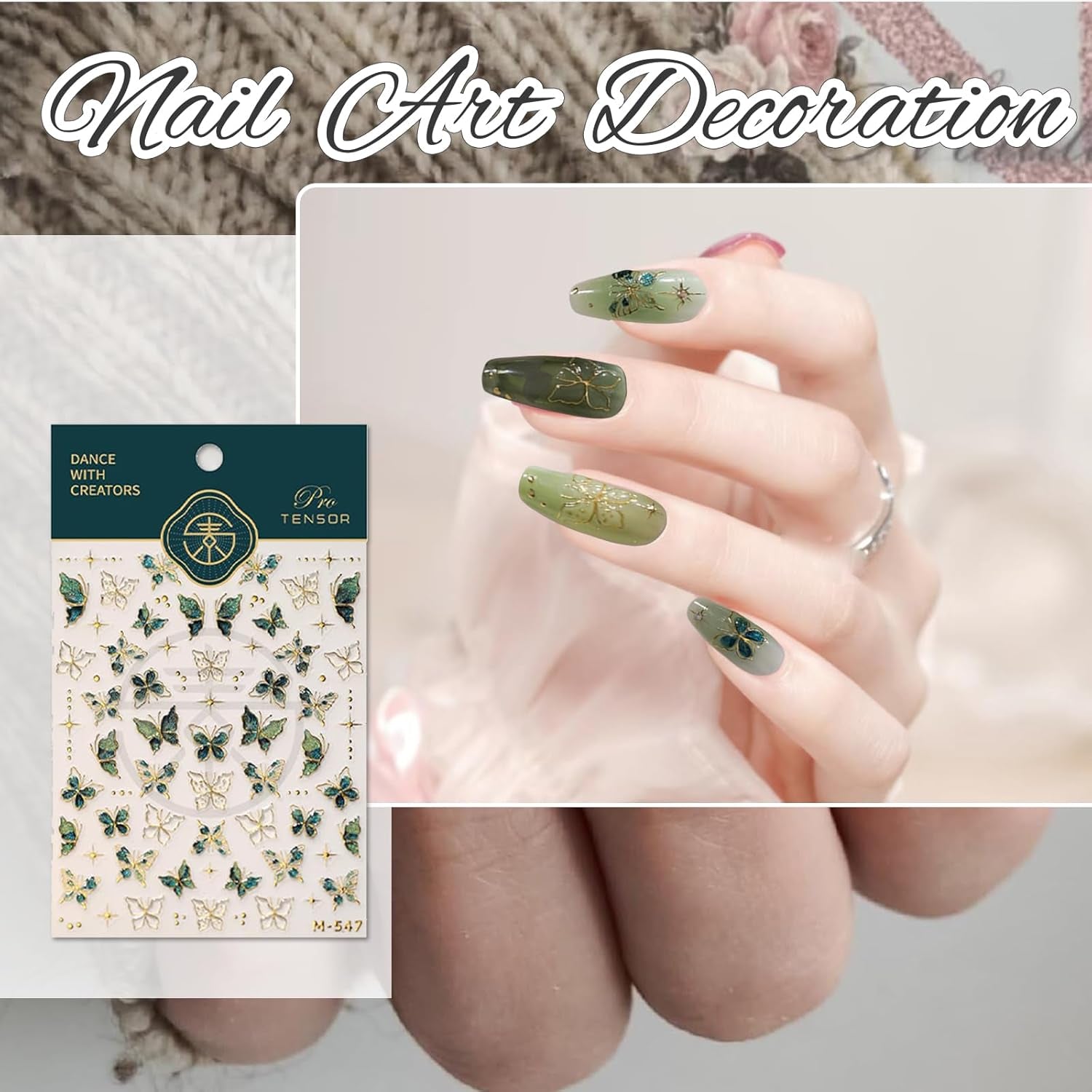 2 Blätter 5D Schmetterling Nagelsticker Selbstklebend, Nagelsticker Gold Rand, Nagel Designing Zubehör, Nail Art Stickers, Schmetterlinge Deko Nagelaufkleber, Nageltattoos