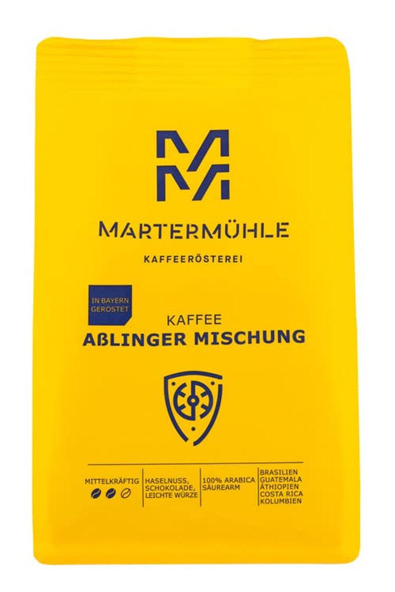Martermühle Aßlinger Mischung Kaffeebohnen 1kg I Arabica I Saveurs : Haselnuss, Leichte Würze, Schokolade I Ganze Kaffee-Bohnen schonend geröstet, säurearm