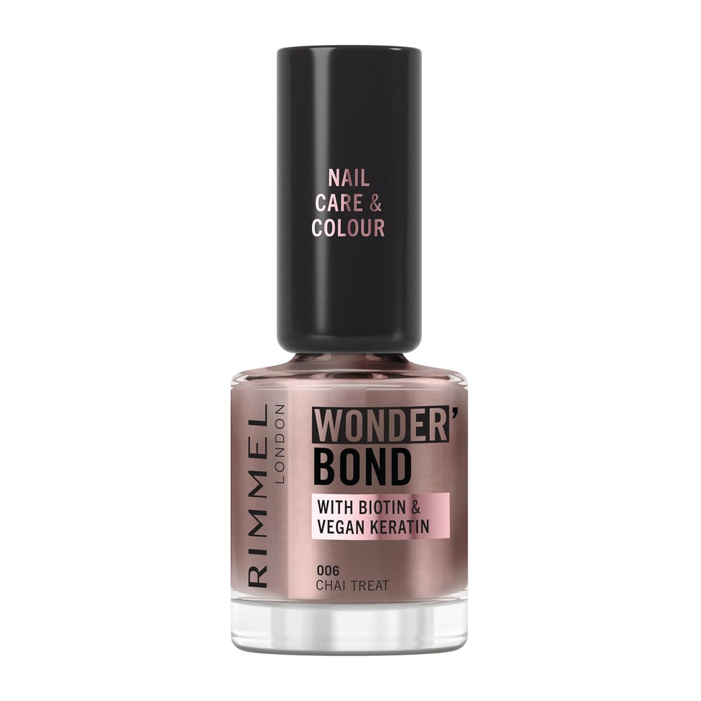 Rimmel Wonder'bond Care+Color vernis à ongles, 006 Chai Treat, régénère les ongles, à la biotine et à la kératine vegan, modulaire, 12 ml
