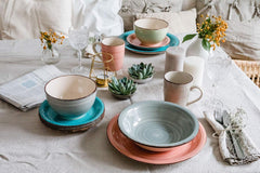 Service de table MÄSER pour 6 personnes au look vintage moderne, service de table 12 pièces, peint à la main, vert, grès, vert olive (Bel Tempo II) Services de table Naty Shop