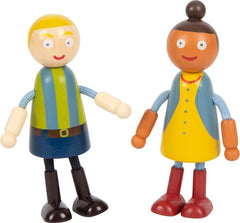 small foot Biegepuppen-Familie Diversität, 6 Puppen aus Holz unterschiedchenlichen Alters, Geschlechts und Hautfarbe, 12396