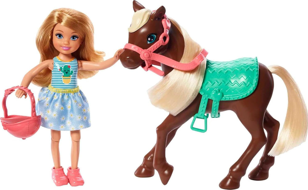 Barbie GHV78 - Club Chelsea Playset avec poupée et cheval, env. 15 cm Blonde avec mode et accessoires jouet cadeau pour poupées bébé de 3 à 7 ans Naty Shop Single