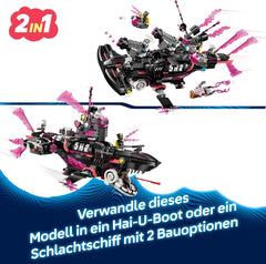 LEGO DREAMZzz Albtraumhai-U-Boot - Ensemble modulaire avec 2 Baumöglichkeiten, 2 abnehmbaren Fluggeräten et 5 Minifiguren, inkl. Mateo et Astrid - Cadeau pour filles et garçons à partir de 9 ans - 71500