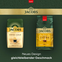 Jacobs Kaffeebohnen Café Crema Gold, vollmundig & fruchtig, préparé à Brême, Intensité 5/10, Kaffee ganze Bohnen, 1 kg