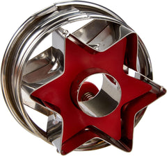 Städter 966322 Moule à biscuits avec éjecteur, Étoile extérieure, Acier inoxydable, Argent/Rouge, 4,8 x 4,8 x 4,8 cm