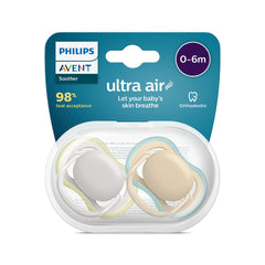 Philips Avent Ultra Air Sucettes Pack de 2 - Sucettes au Bisphénol A pour Bébés de 0 à 6 Mois (Modèle SCF085/15) Marron/Vert