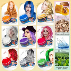 Vopsea temporară pentru păr verde - Ceară de culoare pentru păr, ton de păr pentru bărbați, femei, Pomadă pentru coafură naturală, ceară de vopsire a părului cu clip colorat pentru culoarea părului la petreceri nebune (4.23 oz, verde) Vopsea pentru par Naty Shop