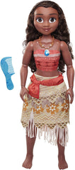 Disney Princess Vaiana, grande poupée de jeu de Jakks Pacific de 80 cm, jolie poupée, avec une brosse à la main dans ses serrures bien fermées, pour un vêtement inspiré du film, porte-clés avec crochets