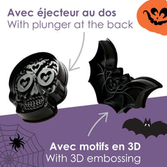 ScrapCooking - 2 Emporte-pièces Halloween – Crâne et Chauve-souris – Emporte-pièces 3D – Emporte-pièces à embosser – Crâne Mexicain – Emporte-pièces – 2142