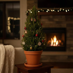 Bloomique - Picea Glauca December - Mini-Weihnachtsbaum - Zwergfichte - Weihnachtsdekoration - Für Drinnen Und Draußen - Winterhart - Immergrün - 80-100 Cm Hoch - Topf 26 Cm