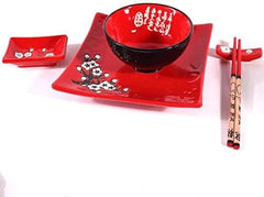 Service de Table Japonais Complet 2381, Porcelaine, Rouge