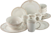 CreaTable, 23601, Série Romantic Vintage, Service de table 16 pièces pour 4 personnes, Service combiné en porcelaine, Passe au lave-vaisselle et au micro-ondes, Fabrication de qualité