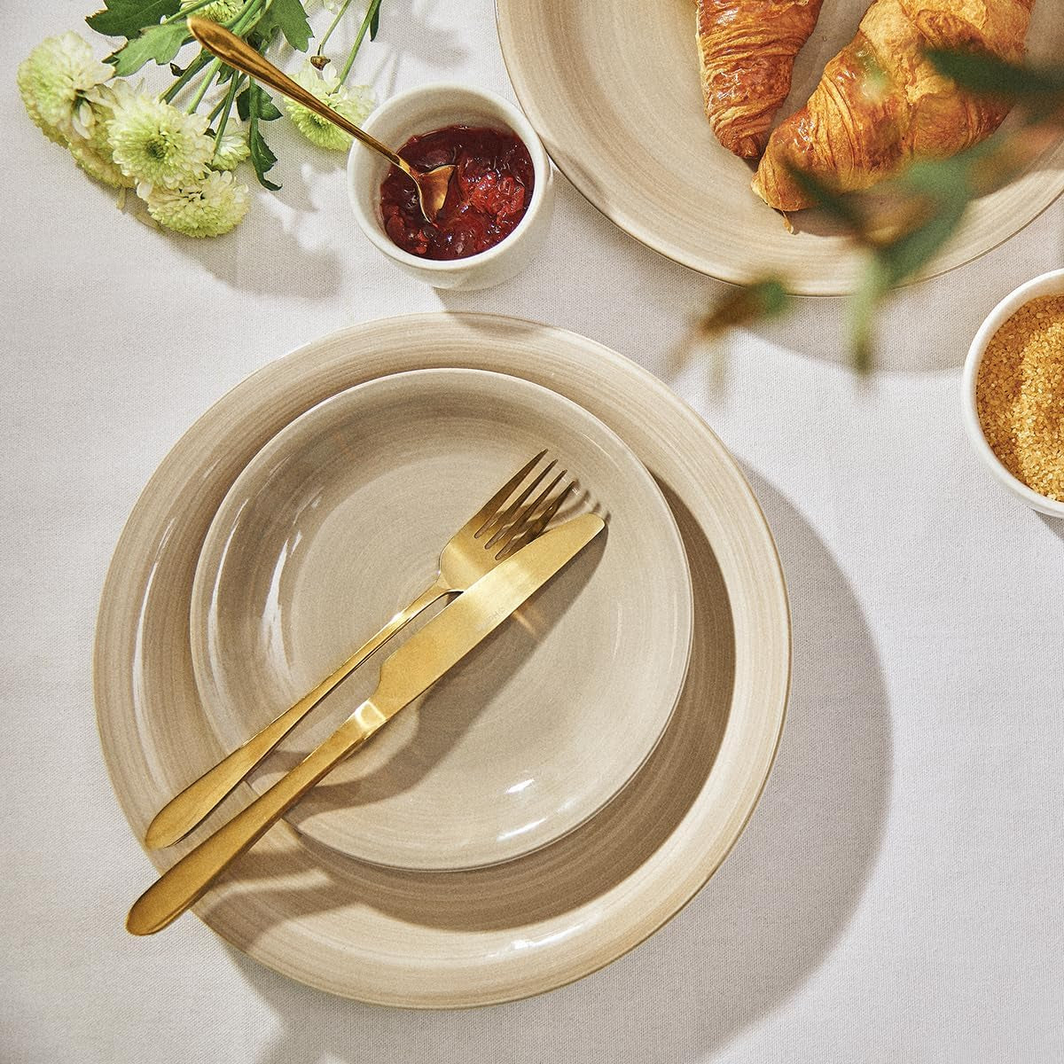 HOMLA Abele Besteckset FĂĽr Vier Personen 16-Teilig Edelstahl Hygienisch Elegant Leicht Zu Reinigen Gold Bucatarie Naty Shop