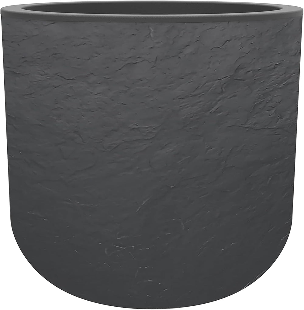 - Pot rond, 40 cm, Volcania'Up 32,5 l, aspect pierre, simple paroi, espace réservoir d'eau, Ø 38,5 x H. 36,8 cm, gris anthracite