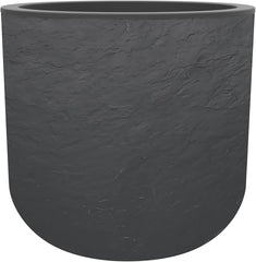 - Pot rond, 40 cm, Volcania'Up 32,5 l, aspect pierre, simple paroi, espace réservoir d'eau, Ø 38,5 x H. 36,8 cm, gris anthracite