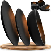 Service de table 12 pièces en grès – Ligne Prairie – Design élégant dans des tons marron/noir, lot de 4 assiettes plates, 4 assiettes à dessert et 4 assiettes plates/Collection Premium