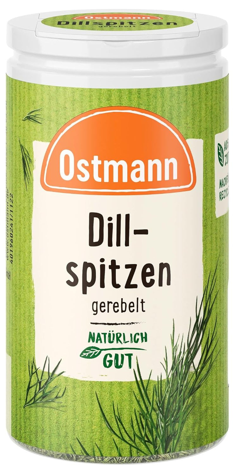 Ostmann Gewürze - Dillspitzen gerebelt | Idéal pour les salades de pommes de terre, les plats de poisson et la sauce moutarde 12,5 g in der Streudose
