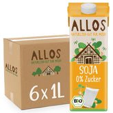 Allos Bio Sojadrink sans Zucker | Alternative alimentaire au soja | Boisson au soja | Boire à la base de Pflanzen | Boisson végétalienne | sans aucun doute Zucker | végétalien | sans lactose | 1 litre (6 pièces)
