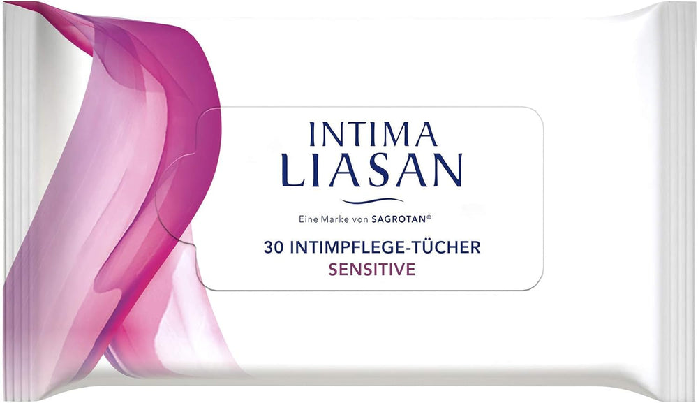 Intima Liasan de Sagrotan Serviettes hygiéniques intimes Sensitive, sans savon et sans alcool, 30 pièces