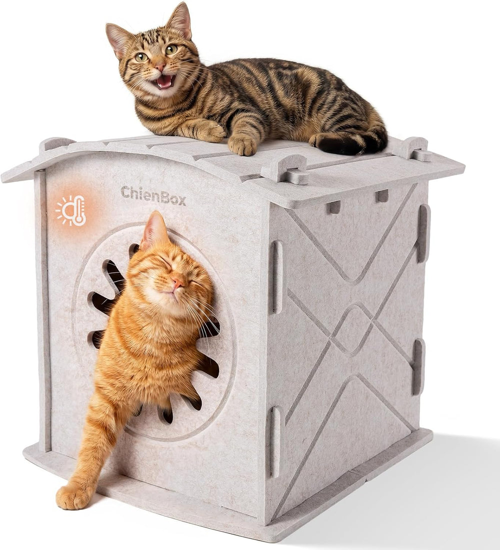 Katzenhaus Indoor aus Filz: Warmes Und Gemütliches Katzenbett, Katzenhöhle mit beruhigendem Kratzbogen, Robuste & Kratzfeste Katze Höhle, Abnehmbares Katzen Bett, Katzen Haus 38 x 36 x 38cm