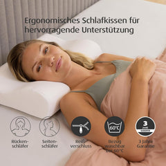 TEMPUR Oreiller de couchage original en mousse à mémoire de forme, oreiller ergonomique de soutien du cou pour dormeurs sur le côté et sur le dos, sensation ferme, Queen M (61 x 31 x 10/7), blanc