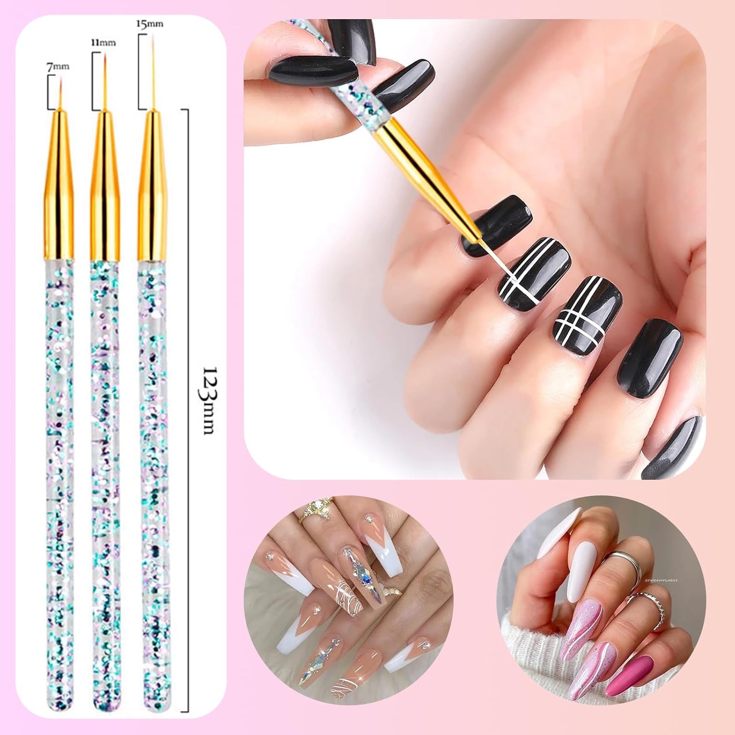 31 StĂŒck Professionelle Nagel Pinsel Set, Dual-Ended Nagelpinsel,Pinsel FĂŒr GelnĂ€gel,Acryl Nail Art Pen,Nail Art Dotting Tools,Nail Brush FĂŒr DIY Nagelkunst Salon Design