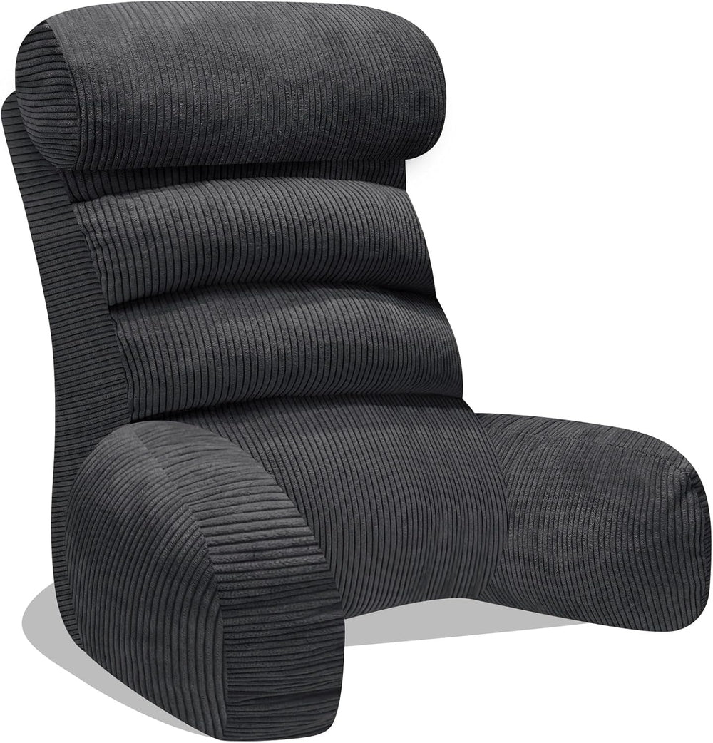 Oreiller de lecture pour lit et canapé, coussin de dossier de lit, oreiller de lecture pour adultes, confortable pour s'asseoir, lire et regarder la télévision sur le sol ou le canapé (gris foncé, 65 x 30 cm)