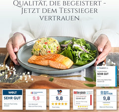 Steingut Geschirrset 6 Personen Rustique 24 tlg. TESTSIEGER, Hochwertiges Landhaussttil Steingut Geschirr Set, Schüssel- und Teller Set, Tafelservice 6 Personen, Geschirrsets Pure Living à Rauchblau