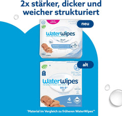 WaterWipes Sensitive+ Lingettes humides pour nouveau-nés et bébés, 240 unités (paquet de 4), nettoyage, entretien, protection 3 en 1, 99,9 % d'eau, sans parfum