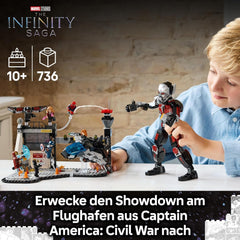 LEGO Marvel Captain America : Civil War Action Duel - Ensemble de jeu de super-héros avec 8 figurines - Ensemble de construction et de jeu d'avion jouet - Cadeau pour garçons et filles 76314 Jeux de construction Besuche den LEGO-Store