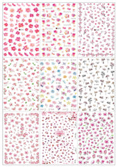 JMEOWIO Nagelsticker Frühling Blume 9 Blatt Nagelaufkleber Selbstklebend Rosa Blüte Nail Art Sticker Dekoration Nageldesign Zubehör