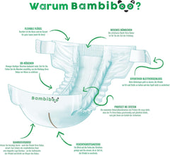 Bambiboo Mini couches jetables respectueuses de la peau avec ouverture ombilicale en fibre de bambou douce - Couches pour nouveau-nés - Couches jetables pour nouveau-nés - Protection de la peau - Taille 2, 25 pcs