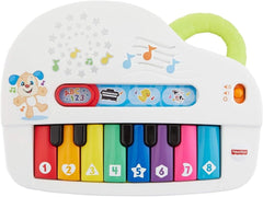 Fisher-Price Baby's first keyboard - pian portabil de jucărie cu 4 opțiuni de redare, cântece, lumini și sunete, învățare jucăușă, versiune: UK-English , GFK04 Jucarii Bebe Naty Shop Engleză