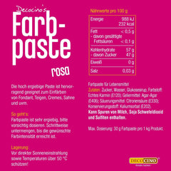 Pâte colorante rose DECOCINO - 20 g - Colorant alimentaire, idéal pour colorer gâteaux, fondants et crèmes - Sans acides gras azoïques ni gluten