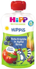 Hipp Organic, myrtilles, pommes, poires plus Iron Willi Raccoon, paquet de 6 (6 X 100 G) Mère et Enfant Naty Shop Default Title