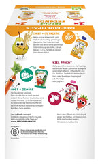 FRECHE FREUNDE Mélange Bio en sachet compressible multipack - Fruits + Céréales, Purée de fruits aux céréales en sachet compressible pour bébé à partir de 6 mois, vegan, pack de 3, 3 x (4 x 100g)