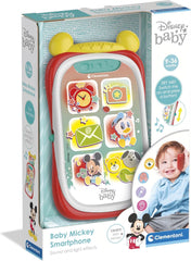 Clementoni 17711 Disney Baby Baby Mickey Smartphone, téléphone portable pour enfants avec effets lumineux et sonores, jouet interactif pour enfants de 9 à 36 mois, M, multicolore Bebe Toys Naty Shop