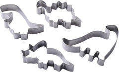 Zenker Lot de 4 emporte-pièces en forme de dinosaure en acier inoxydable – Parfait pour les séances de pâtisserie créatives avec les enfants, passe au lave-vaisselle, design dinosaure moderne, argent