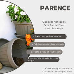 Petit pot avec assiette - Pot 17 cm avec assiette | Conception pratique et légère | Parfait pour les plantes, boutures ou premières pousses 17 cm