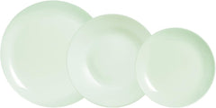 Service de table en verre opale, vert, 12 pièces, pour 4 personnes