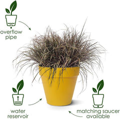 elho Loft Urban Round 40 - Pots de fleurs d'extérieur - 100% plastique recyclé - Ø 38,5 x H 35,3 cm - Jaune/Ocre